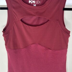 Burgundy Popflex Sleeveless Keyhole Cut Out Tank Top